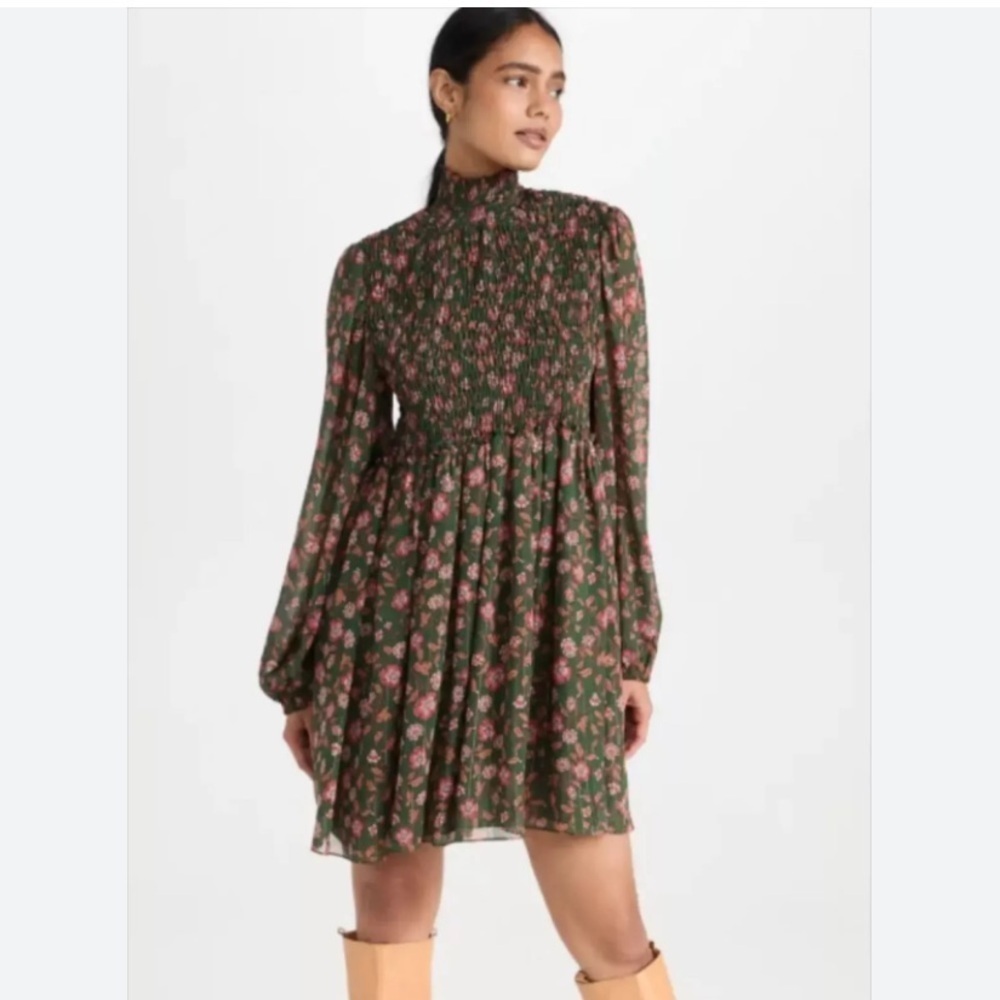 Misa Los Angeles Jessa mini chiffon dress in Evergreen Bloom pattern medium